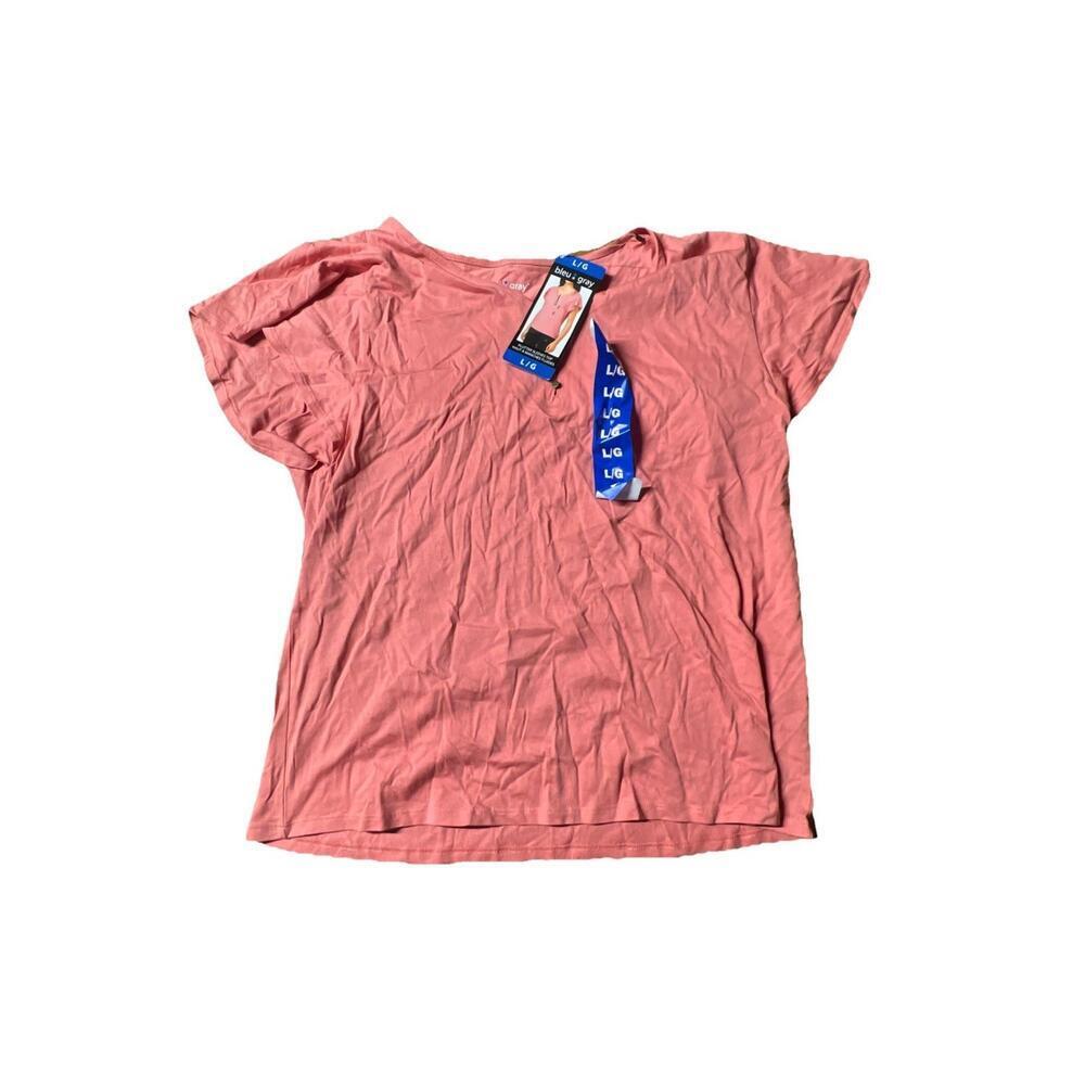 Blue Gray Shirt Women Pink Size LG. BS